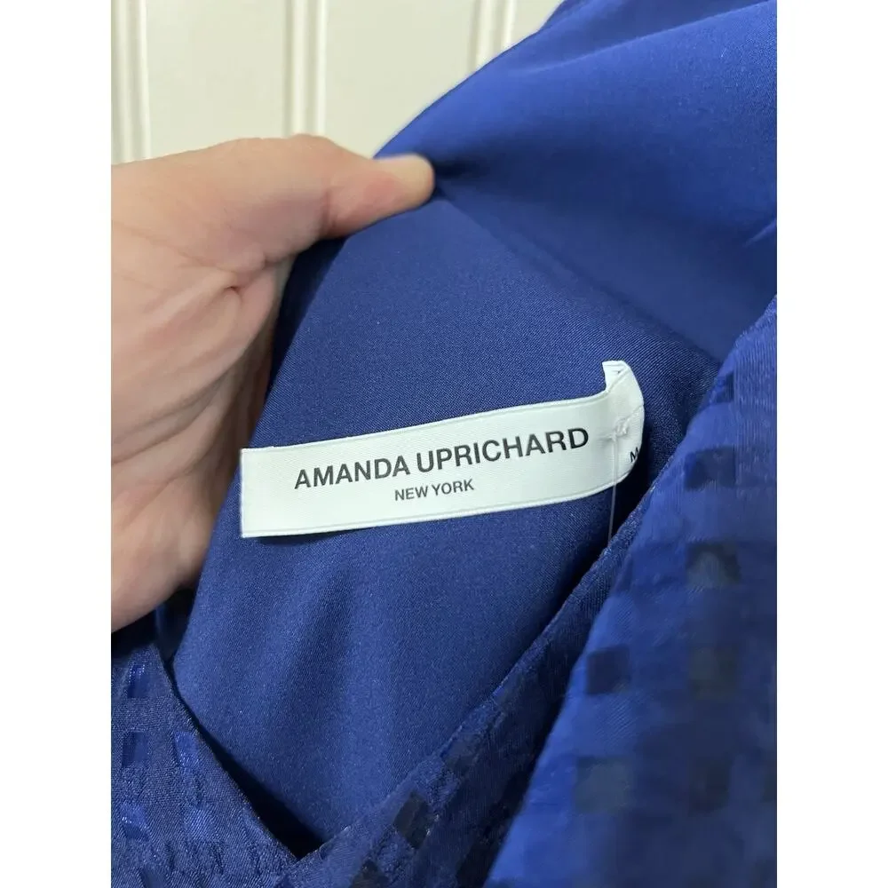 NWOT Amanda Uprichard Mckinnon Dress Navy One Shoulder Ruffle Mini Chic Sexy Med - Picture 3 of 5